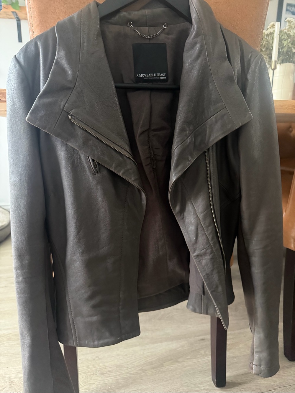 A Moveable Feast Brown leather jacket